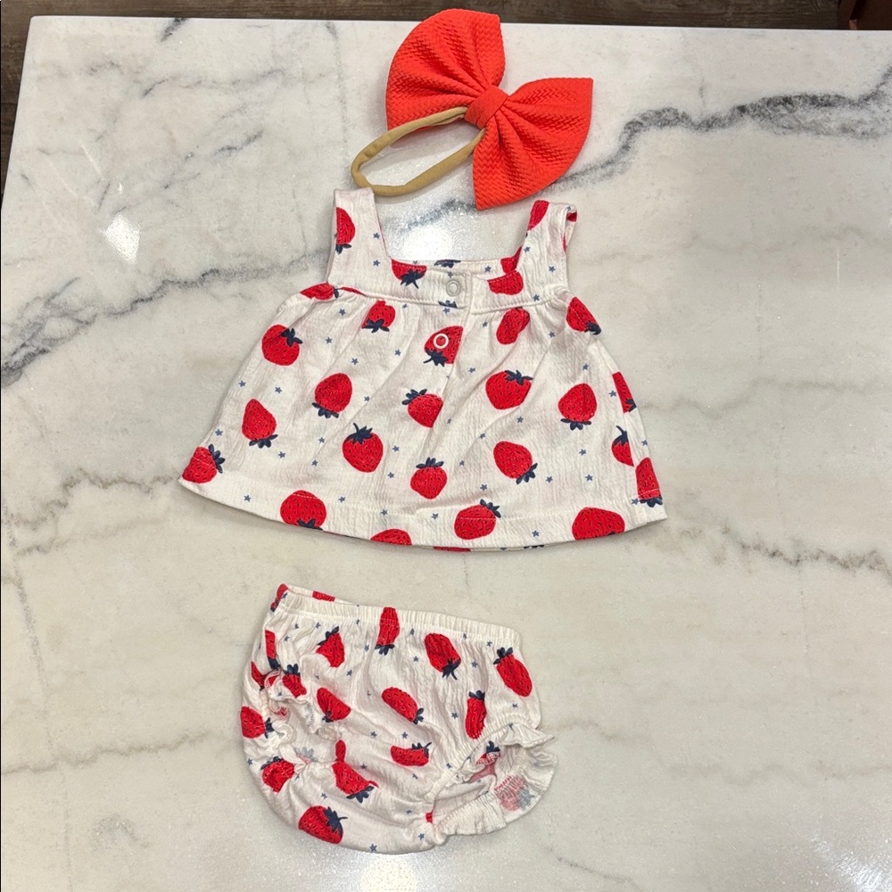 Carter's Red Strawberry Print Diaper Cover Set